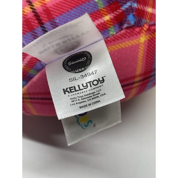 Hello Kitty Sanrio Pink Plaid Plush Kellytoy  Squishmallow Stuffed Animal Bow - Picture 3 of 7